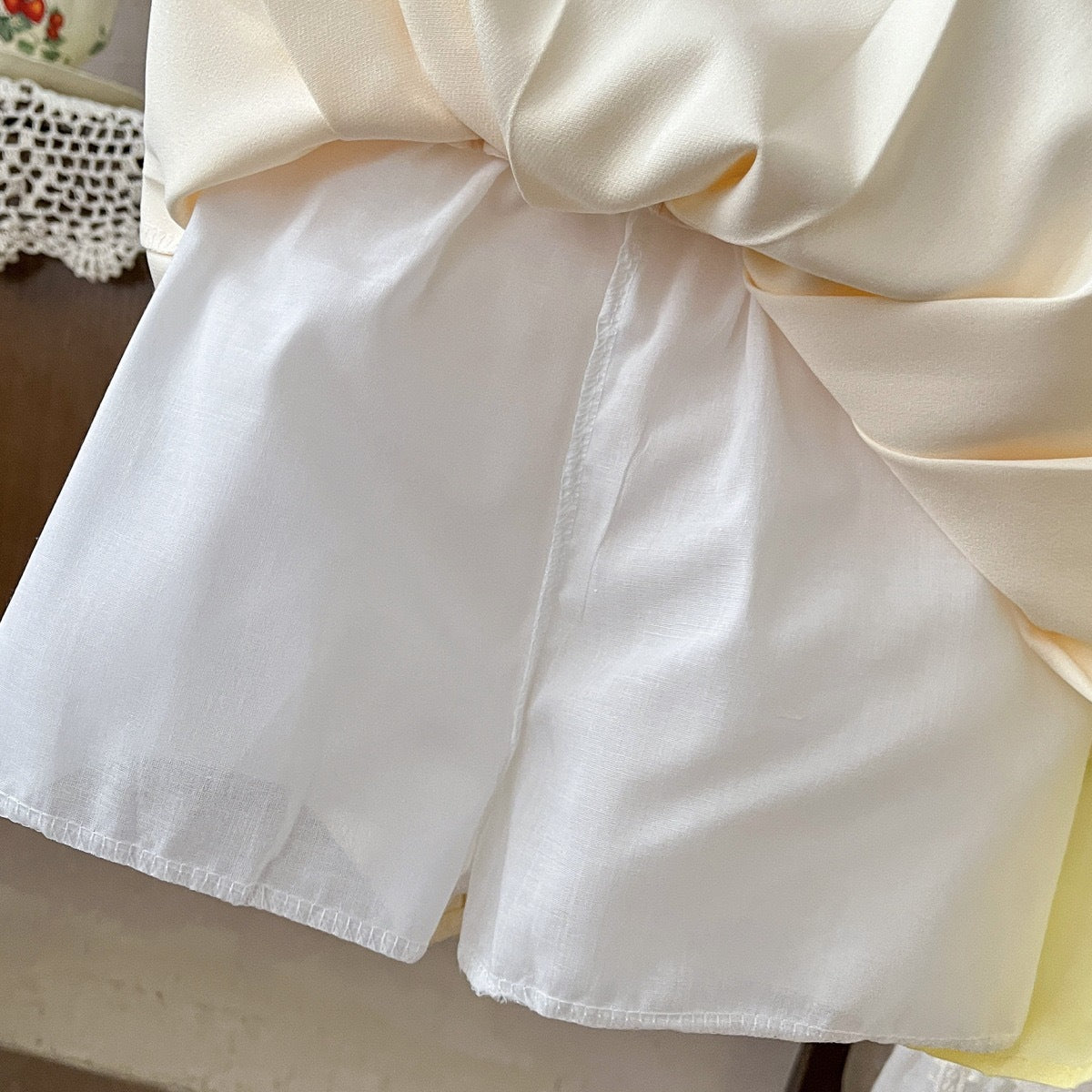 Lemon Yellow Daisy Trim Shirt and Pleated Skirt Set – TYM-YWL-044