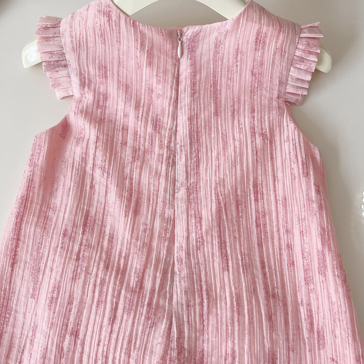 Pink Pleated 3D Pearl Flower A-Line Dress – TYM-YWL-045