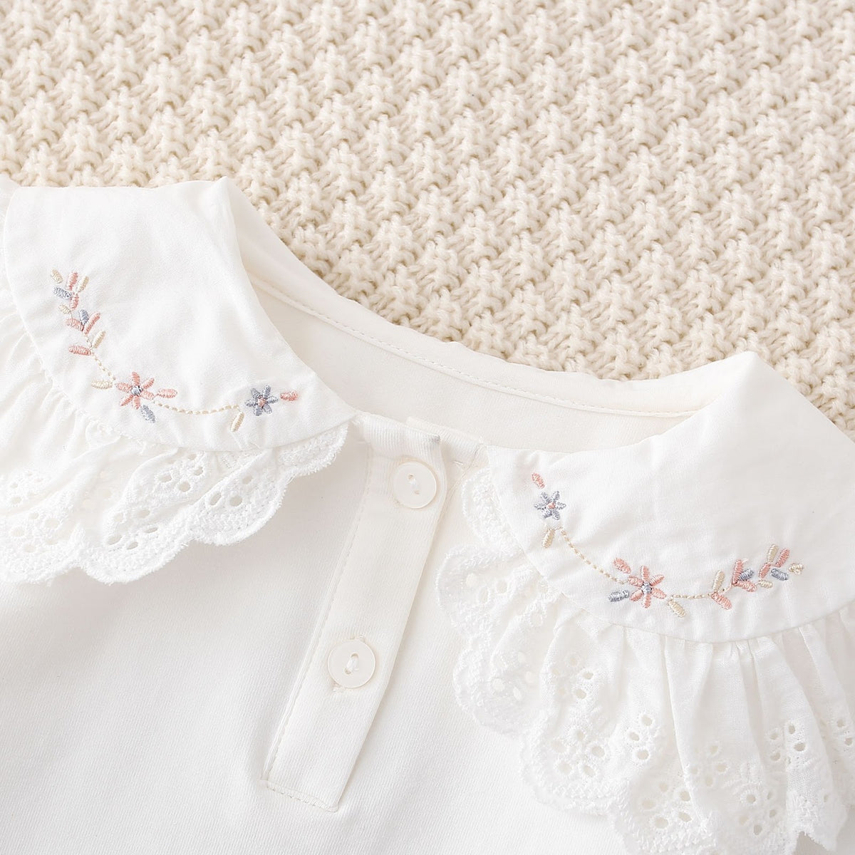 White Eyelet Collar Embroidered Top – TYM-FCN-019