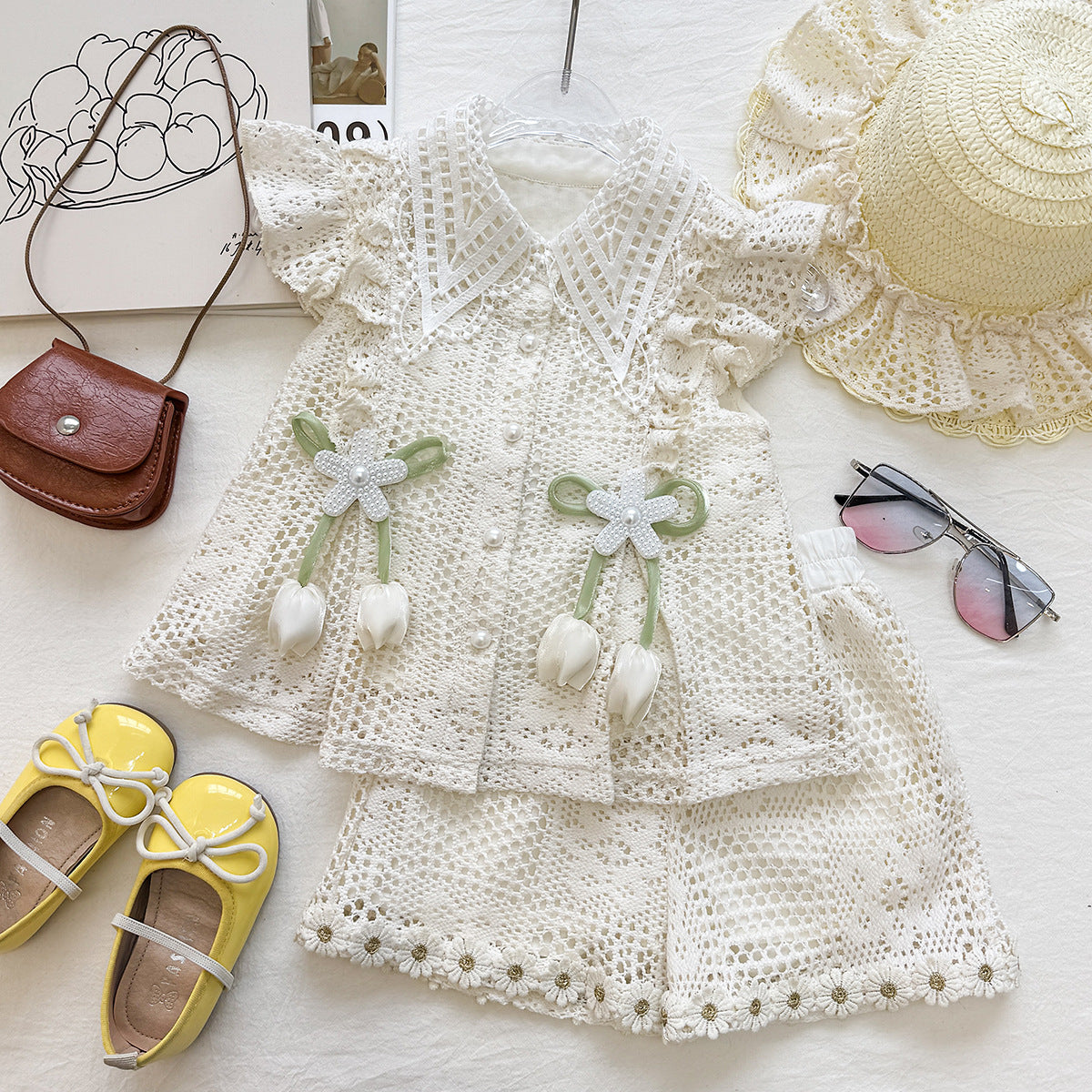 Cream Crochet Lace Tulip Charm Frock – TYM-YWL-051