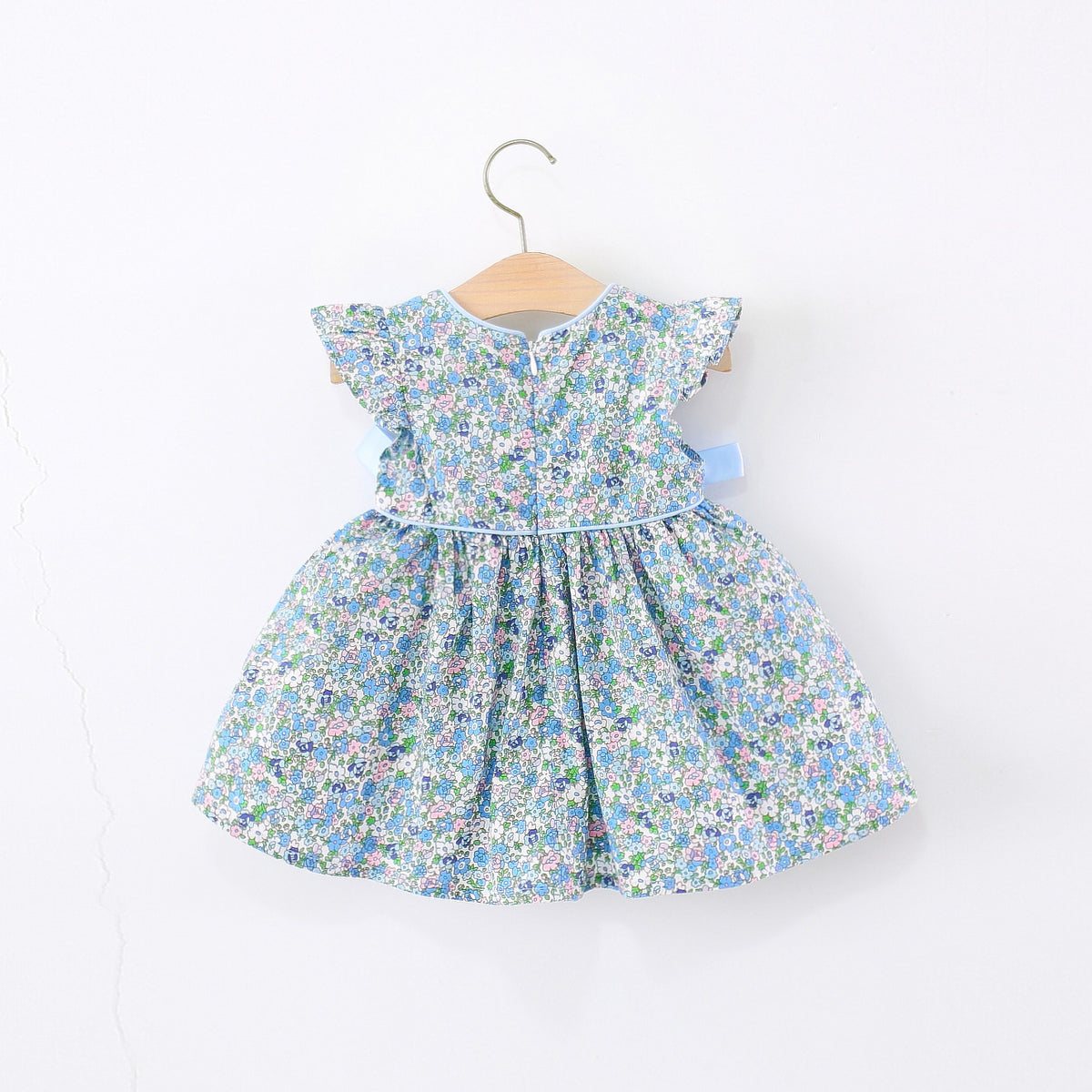 Blue Ditsy Floral Flutter Sleeve Frock – TYM-WZX-004