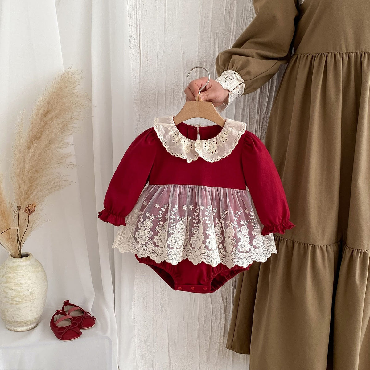 Red Lace Collar Skirted Romper – TYM-FCN-007