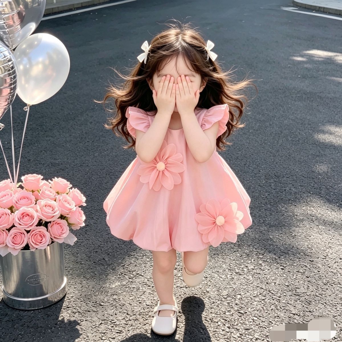 Pink Flower Bubble Frock – TYM-CXM-009