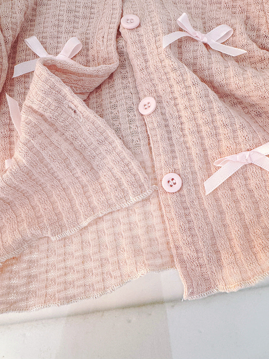 Pink Cardigan & Cream Ruffle Tulle Frock – TYM-CXM-055