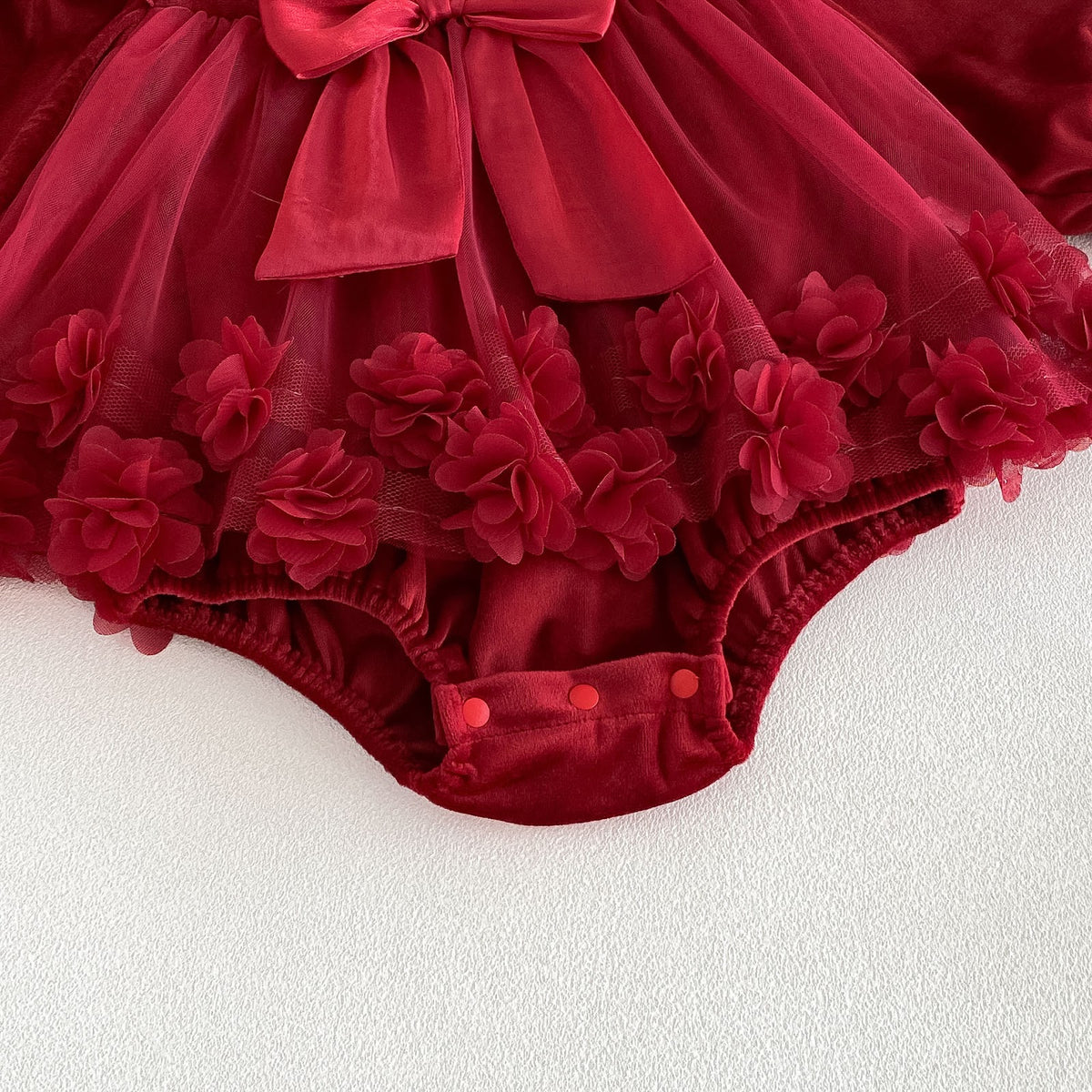 Red Rosette Bow Long Sleeve Romper – TYM-FCN-002