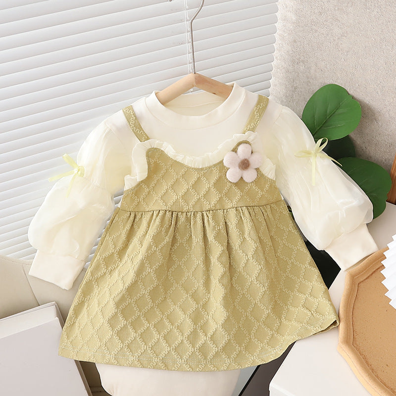Pistachio Green Quilted Pinafore Frock – TYM-CXM-057