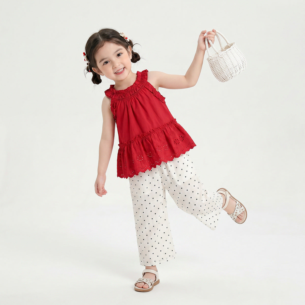 Cream Polka Dot Wide-Leg Pants – TYM-YWL-022