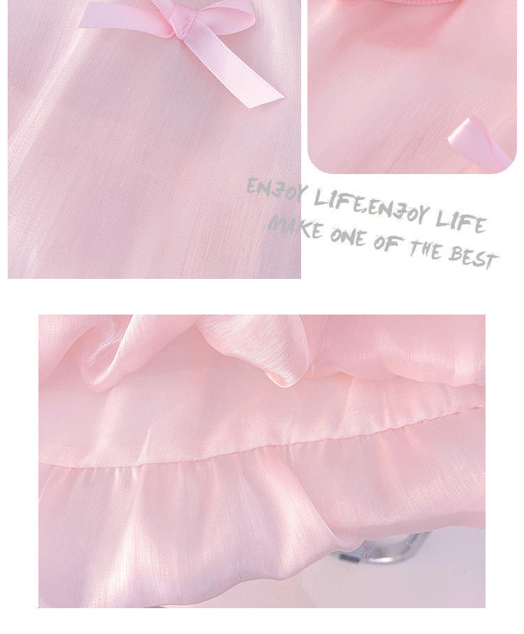 Pink Petal Collar Satin Bow Bubble Frock – TYM-CXM-067