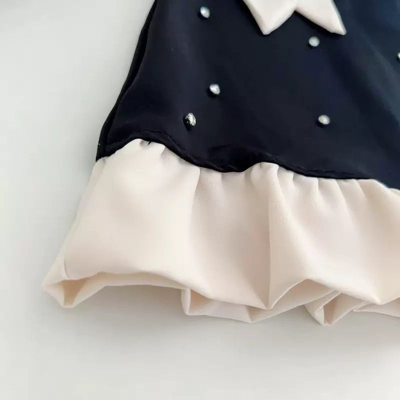 Black and Cream Ruffle Hem A-Line Frock – TYM-YWL-003