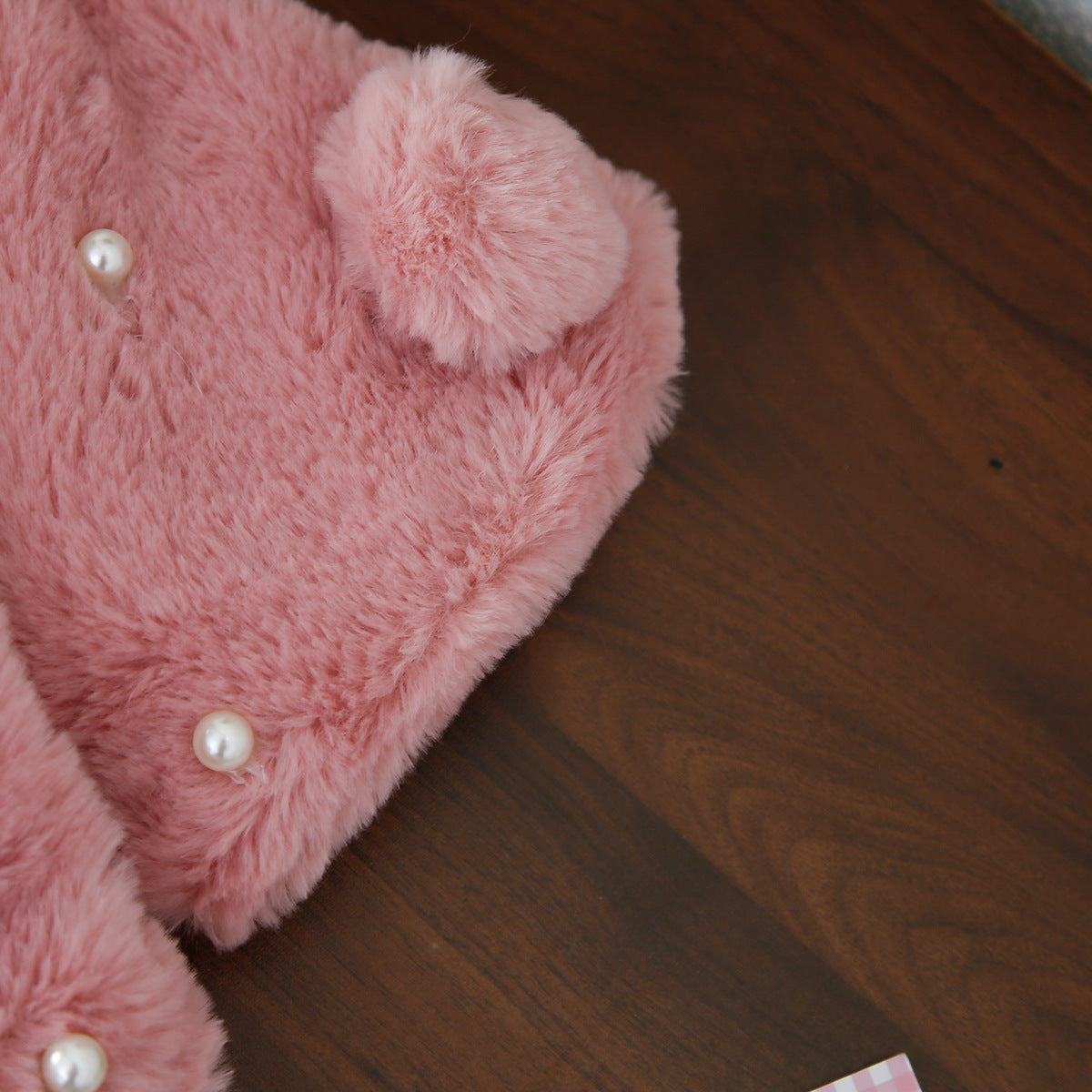 Dusty Pink Plush Pom-Pom Pearl Cape – TYM-WZX-056