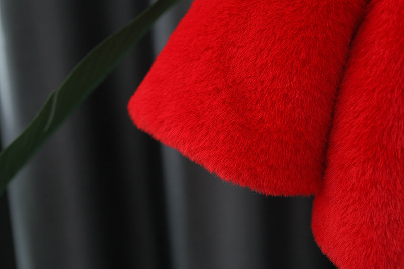 Red Plush Bow Cape Coat – TYM-WZX-051