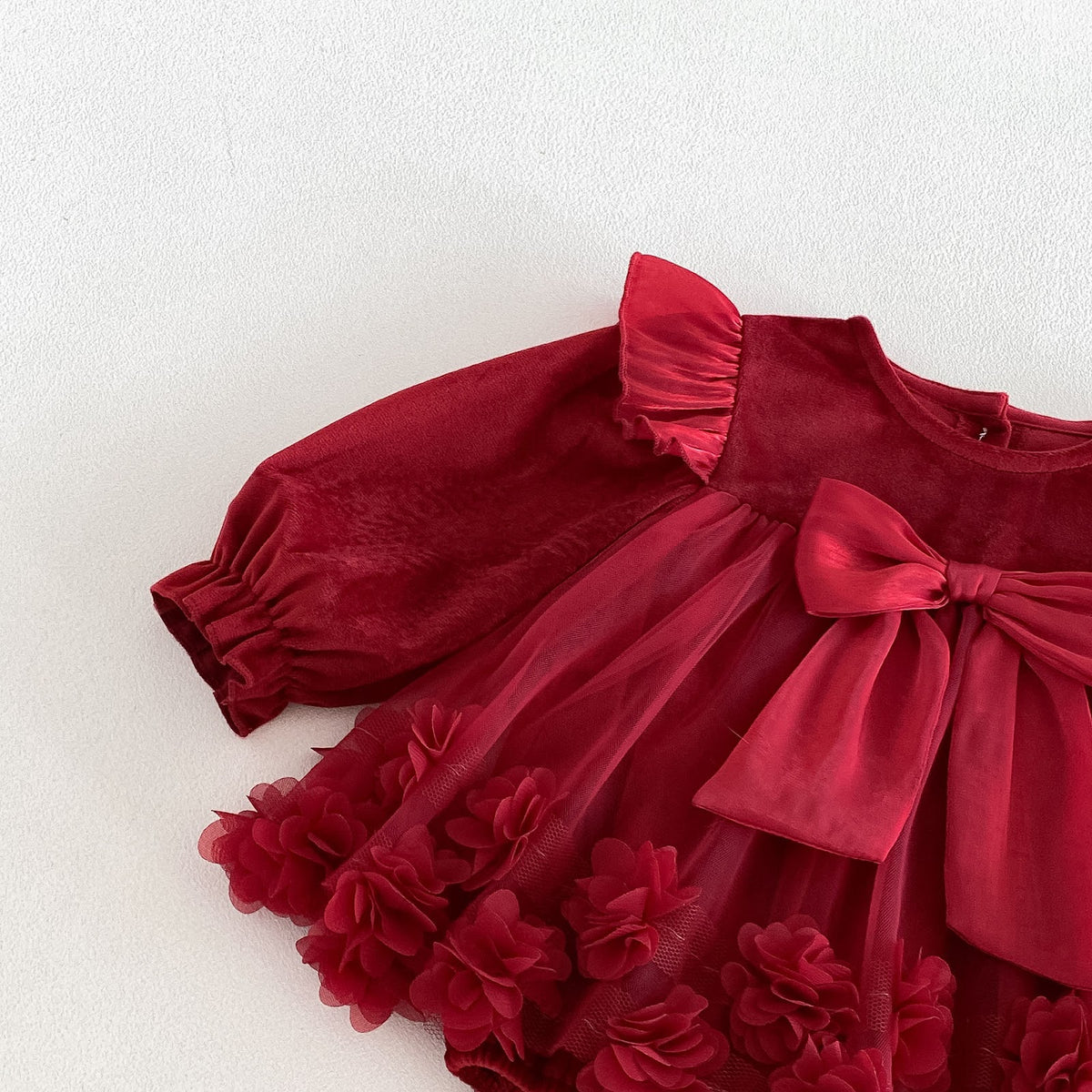 Red Rosette Bow Long Sleeve Romper – TYM-FCN-002