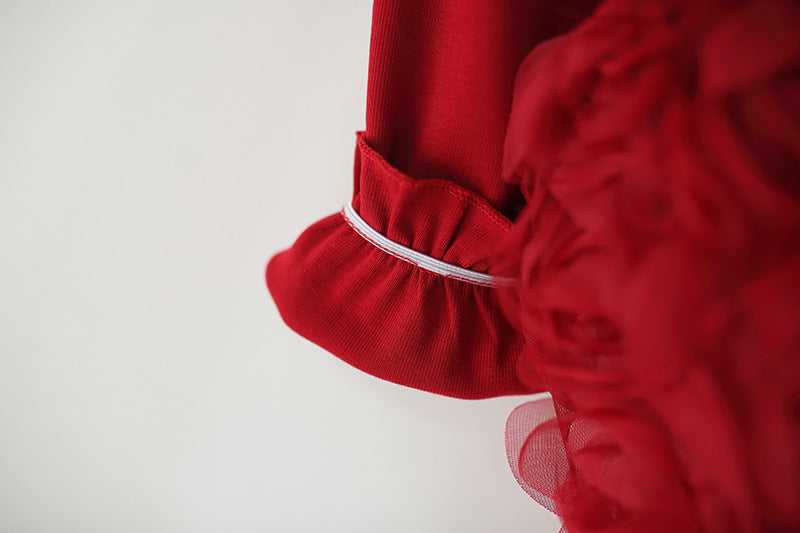 Red Lace Collar Rosette Bow Frock – TYM-WZX-068