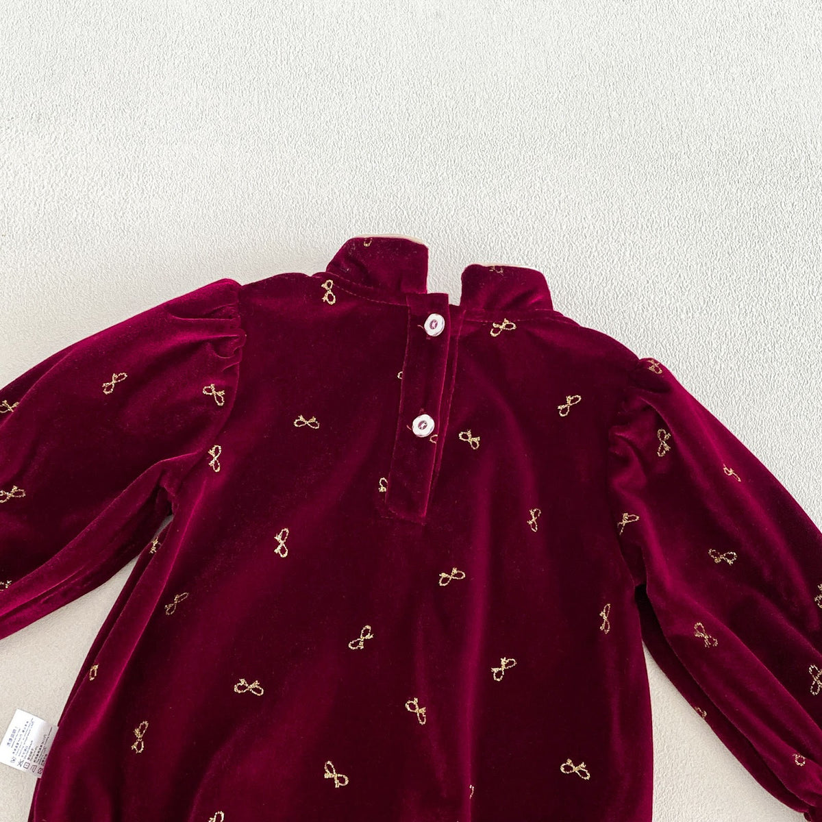 Wine Red Velvet Mandarin Collar Bubble Romper – TYM-FCN-011