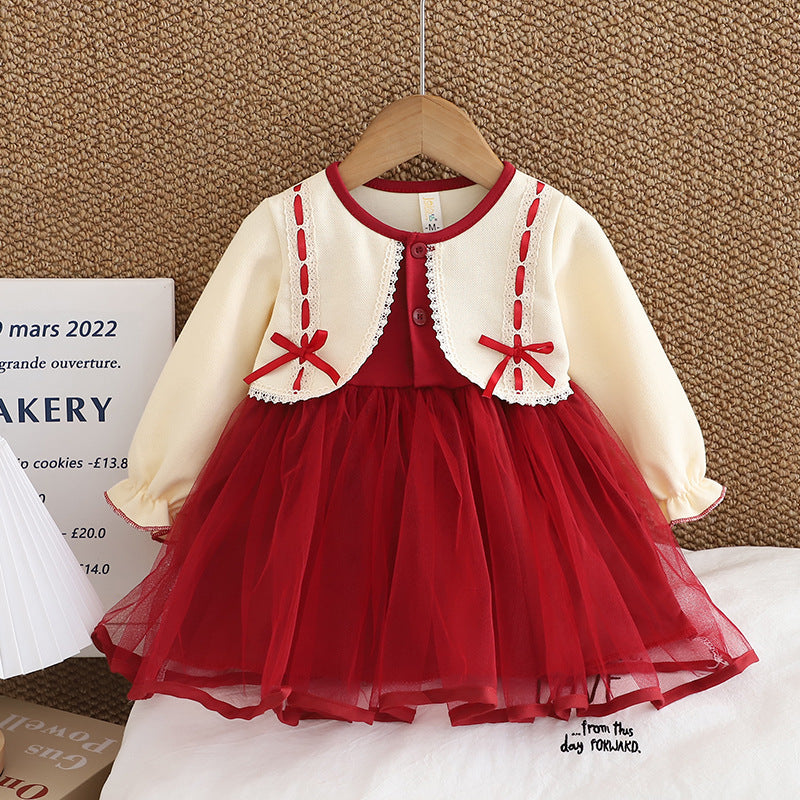 Red Ribbon Cardigan Tulle Frock – TYM-CXM-049