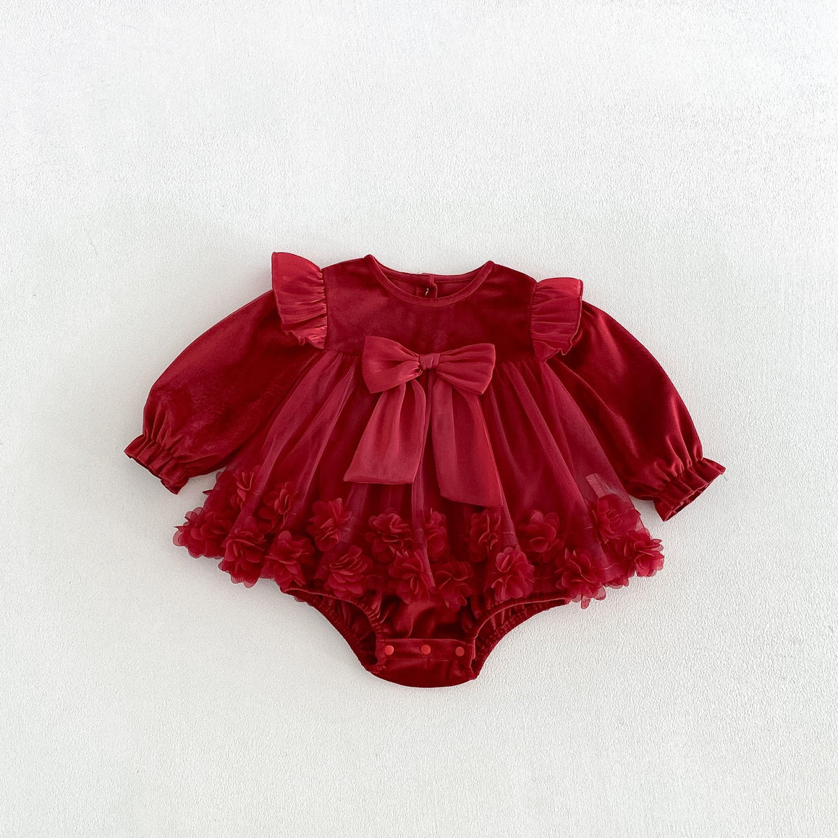 Red Rosette Bow Long Sleeve Romper – TYM-FCN-002