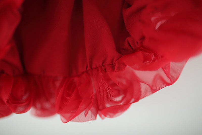 Red Rosette Bubble Slip Frock – TYM-TZO-003