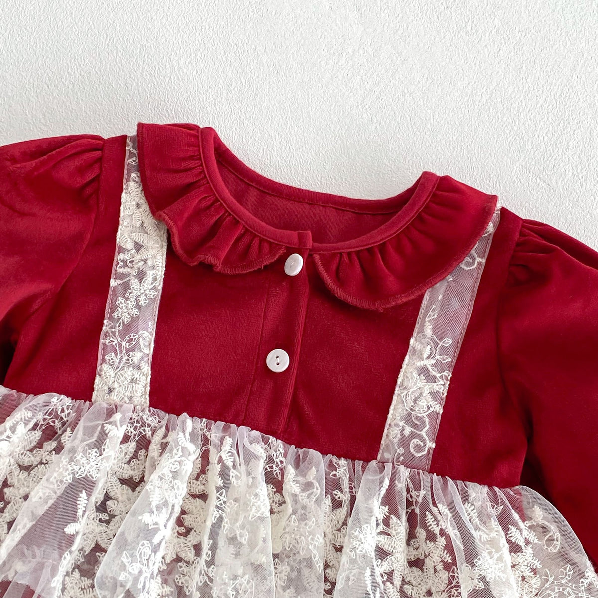 Red Velvet Lace Pinafore Romper – TYM-FCN-004