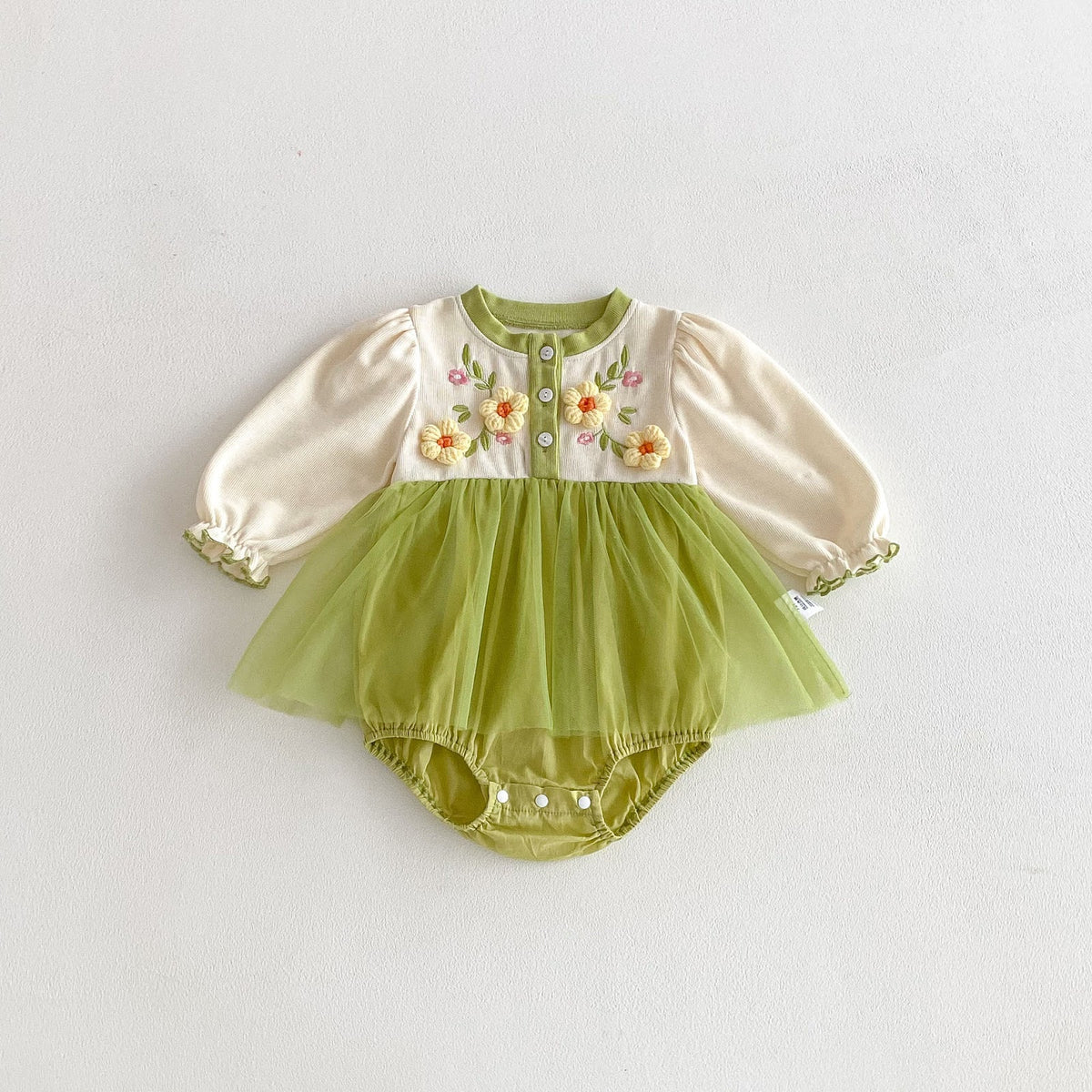 Green Flower Embroidered Tulle Romper – TYM-FCN-003