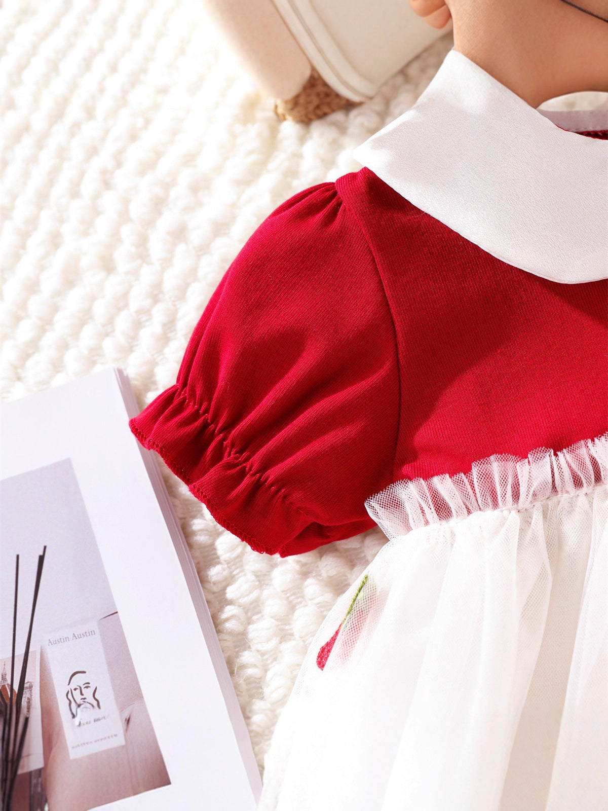 Red Strawberry Collar Net Frock – TYM-WZX-021