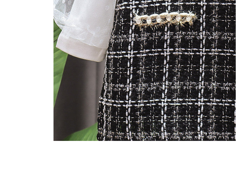 Black Tweed Pearl Trim Pinafore Frock – TYM-CXM-074