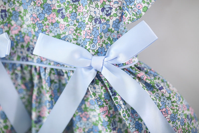 Blue Ditsy Floral Flutter Sleeve Frock – TYM-WZX-004