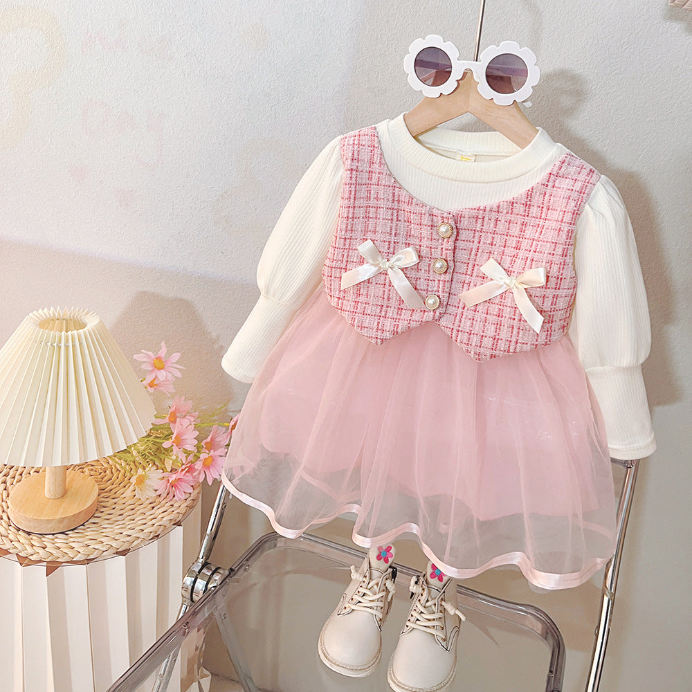 Pink Tweed Vest Tulle Frock – TYM-CXM-058