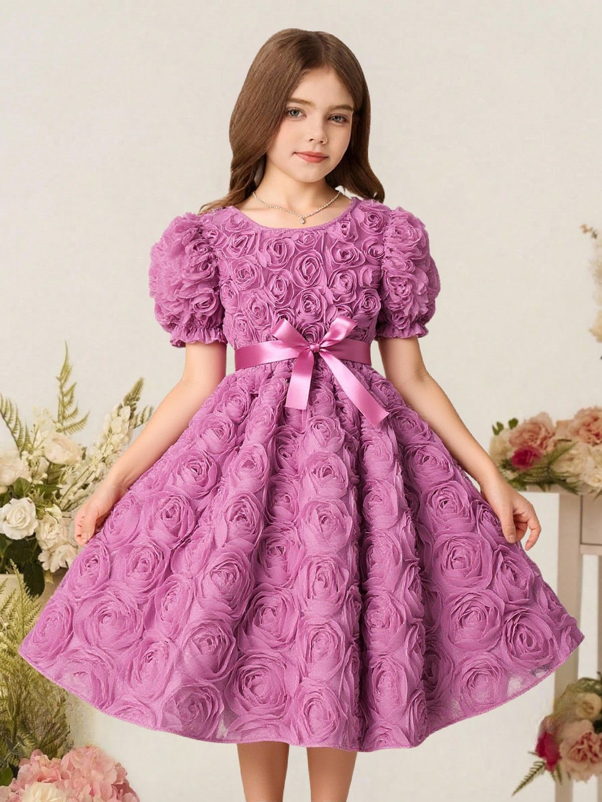 Mauve Rosette Party Frock – TYM-SZL-001
