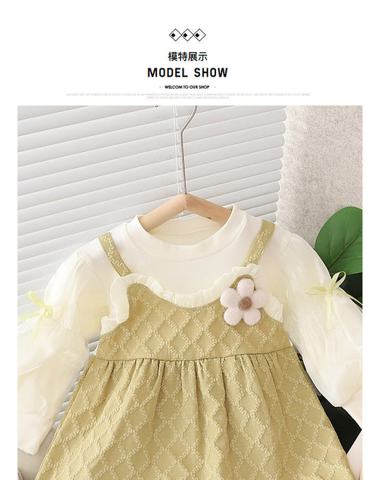 Pistachio Green Quilted Pinafore Frock – TYM-CXM-057