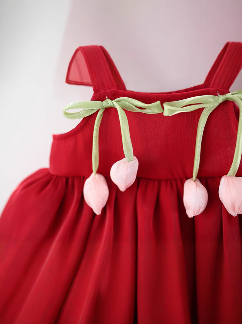 Red Two-Tier Bubble Party Frock – TYM-WZX-010