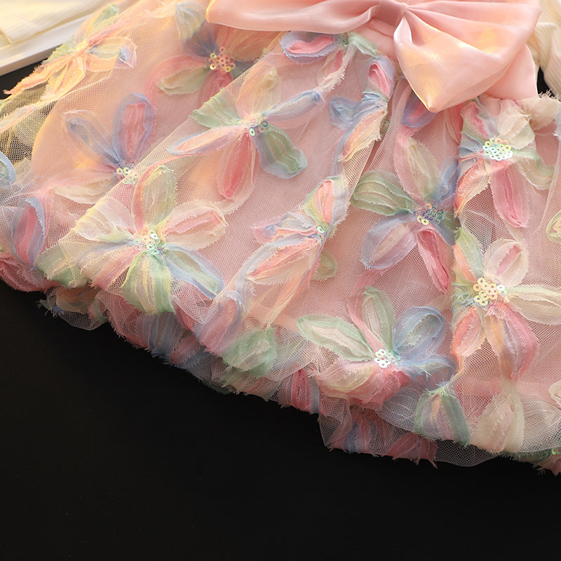 Pink Bow Butterfly Embroidered Frock – TYM-CXM-069
