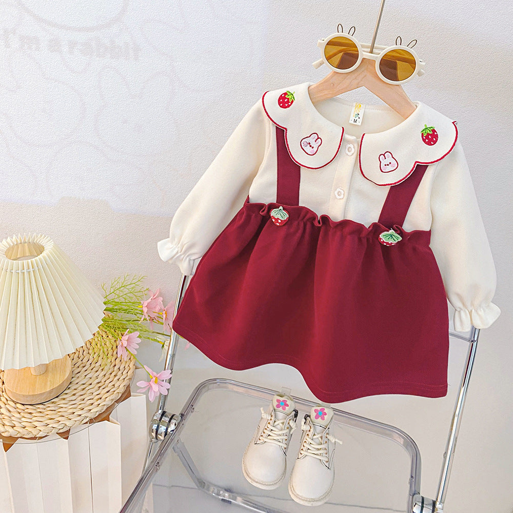 Wine Red Bunny Collar Suspender Frock – TYM-CXM-060