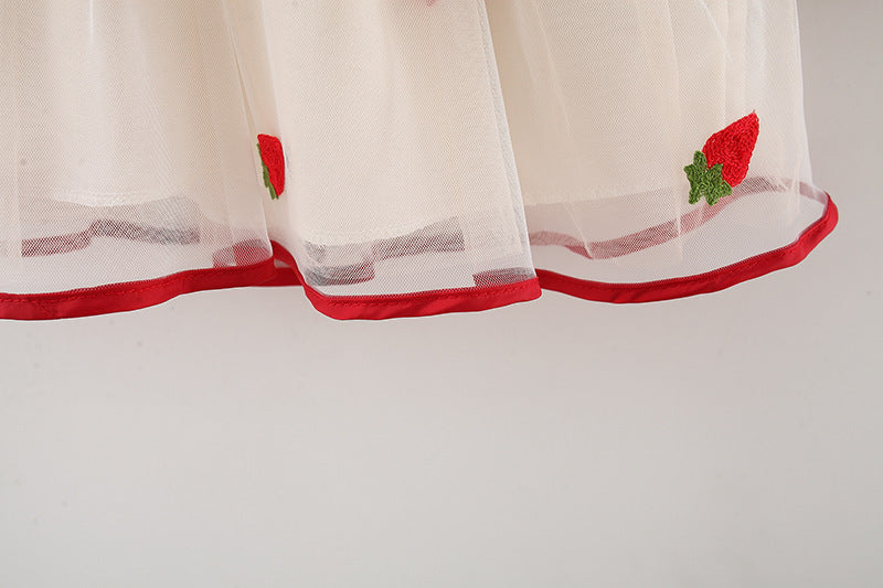 Red Strawberry Net Long Sleeve Frock – TYM-WZX-061