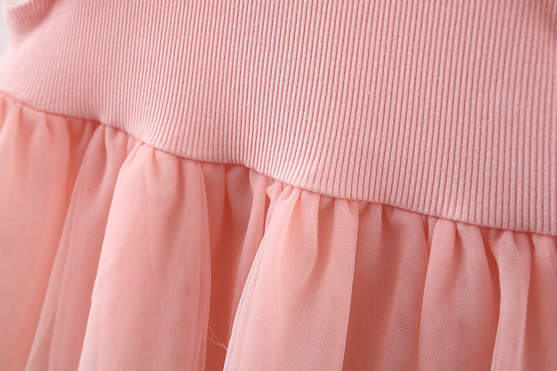 Pink Pom-Pom Two-Tier Tulle Frock – TYM-WZX-040