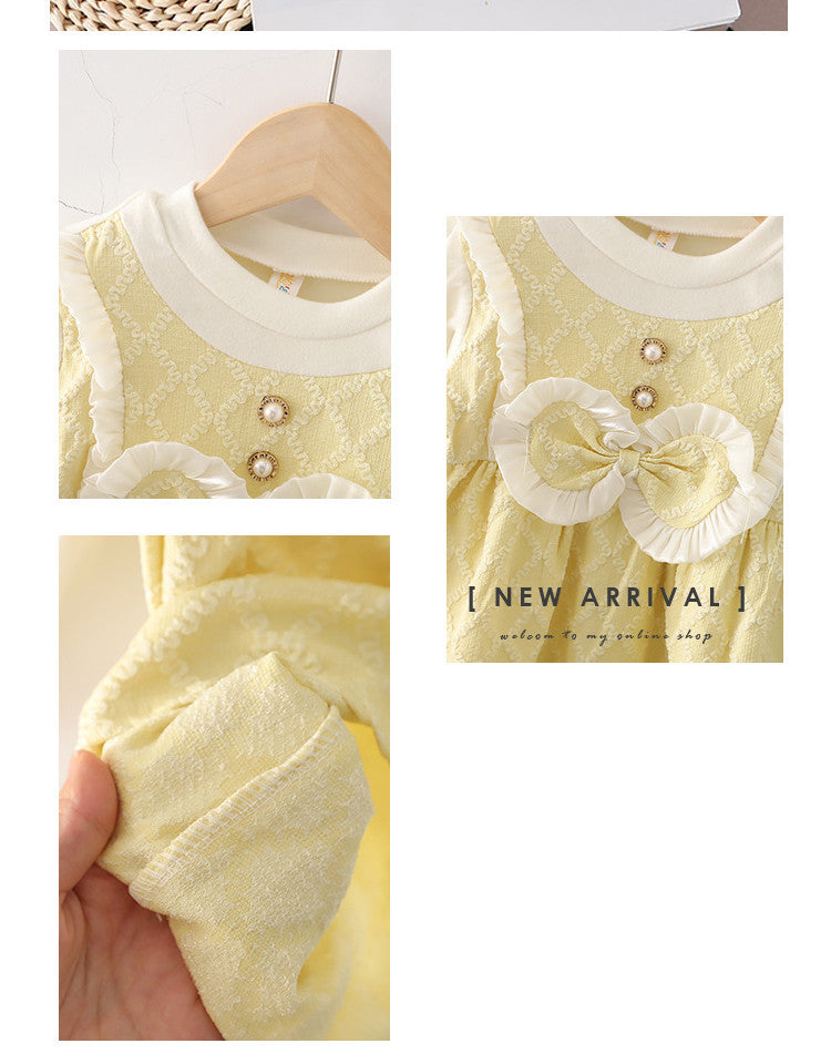 Lemon Yellow Quilted Bow Frock – TYM-CXM-061