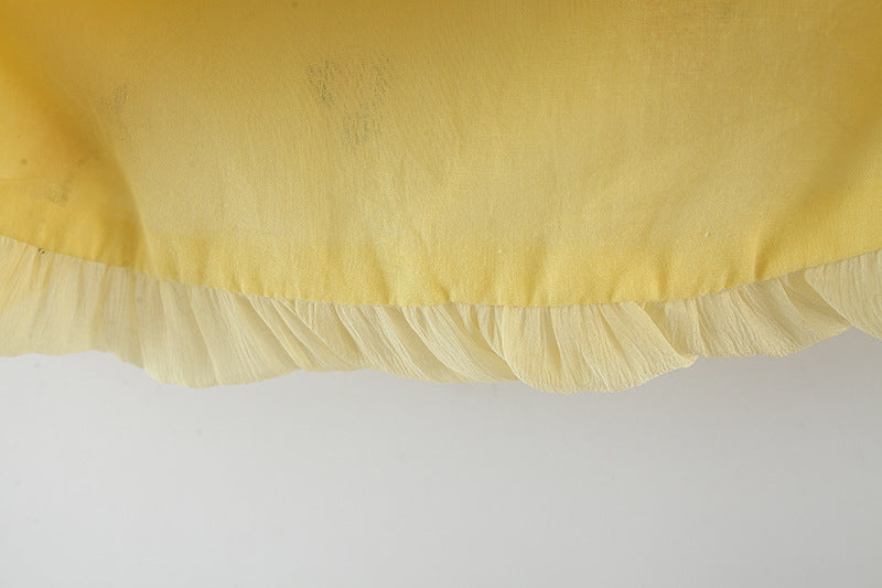 Lemon Yellow Flower Embroidered Bubble Sundress – TYM-WZX-007