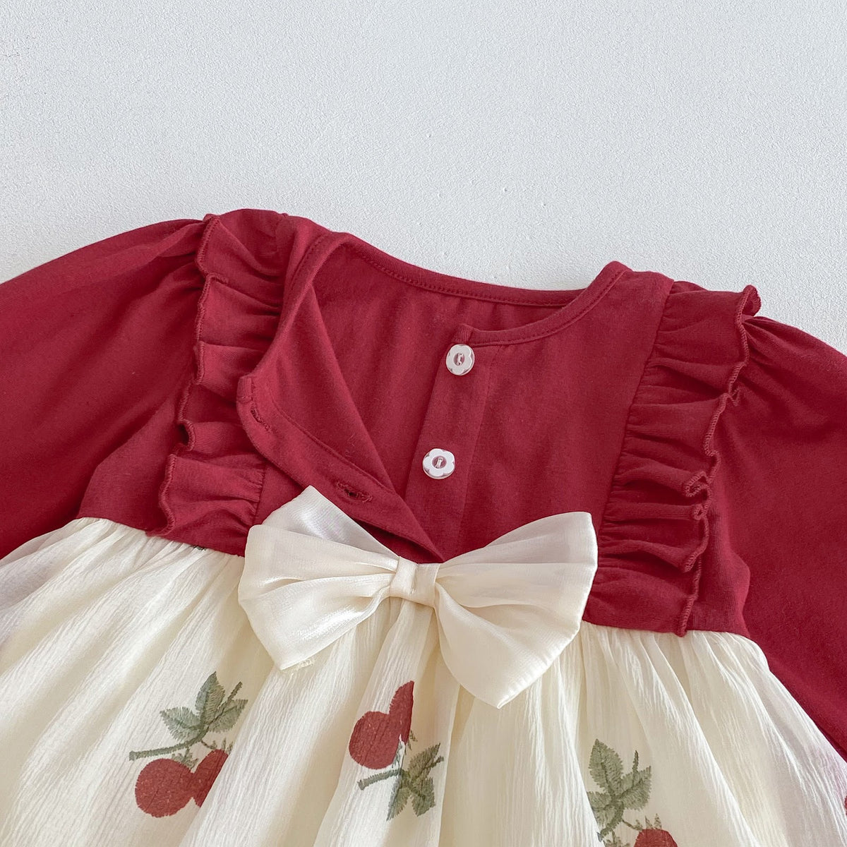 Red Cherry Print Bow Skirted Romper – TYM-FCN-015
