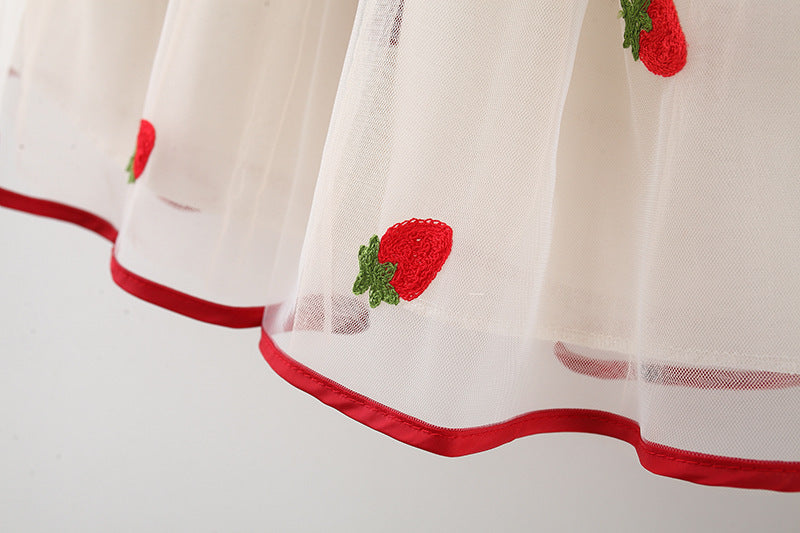 Red Strawberry Net Long Sleeve Frock – TYM-WZX-061