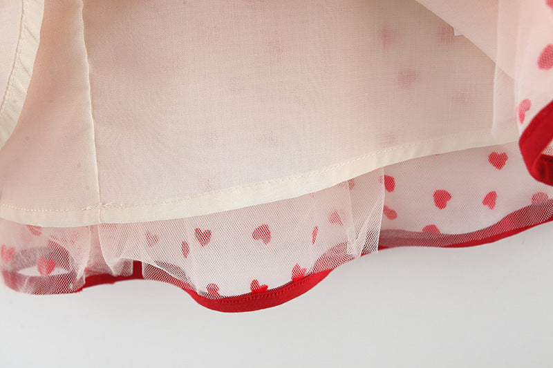 Red Heart Print Net Flutter Frock – TYM-WZX-025