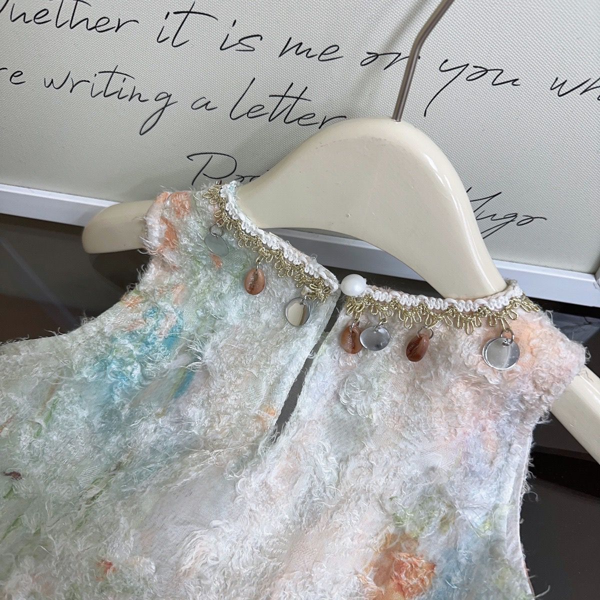 Mint Pastel Floral Textured Shell Trim Frock – TYM-YWL-061