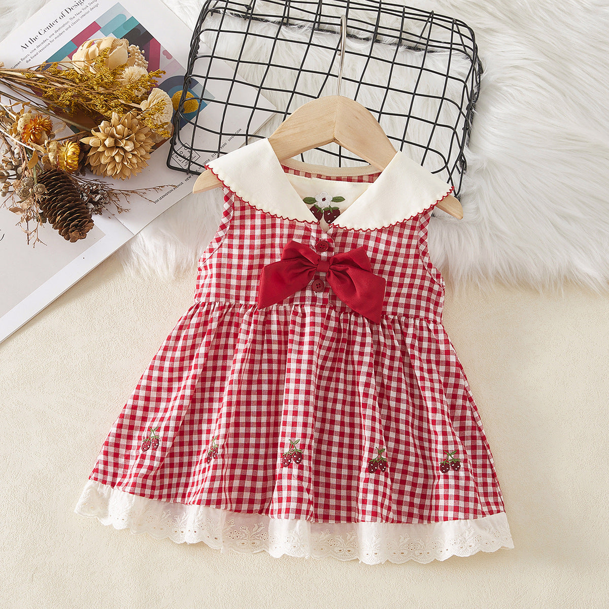 Red Gingham Strawberry Collar Frock – TYM-WZX-026