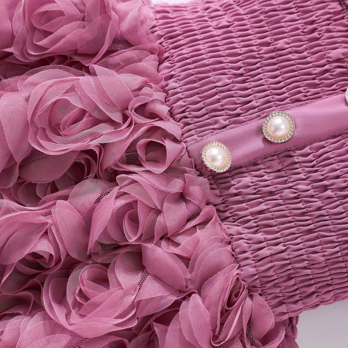 Mauve Pink Smocked Rosette Sundress – TYM-SZL-017