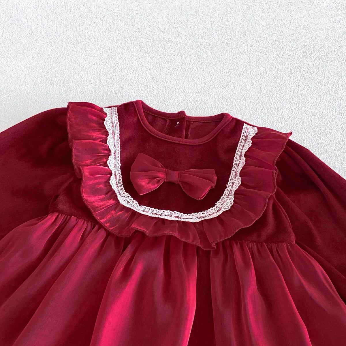 Wine Red Ruffle Bib Skirted Romper – TYM-FCN-008