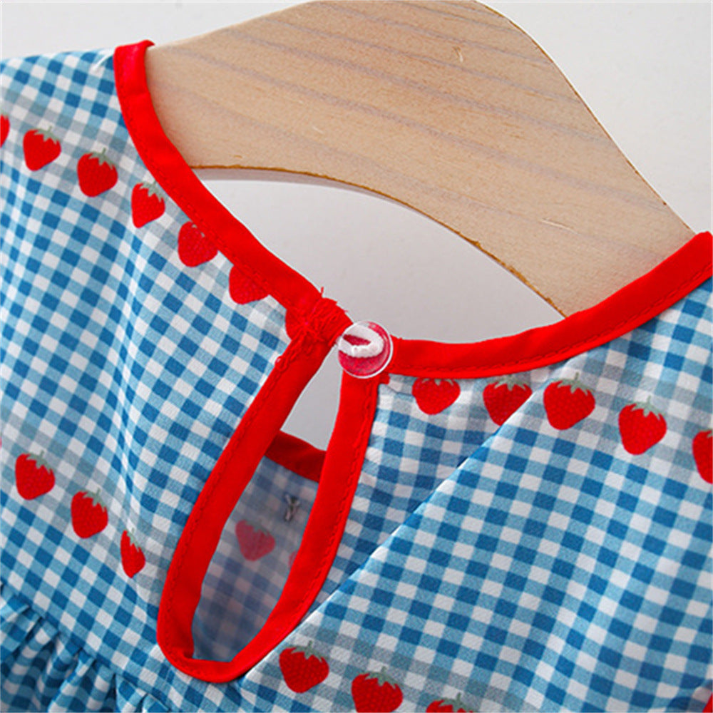 Blue Gingham Heart Tiered Summer Frock – TYM-WZX-003
