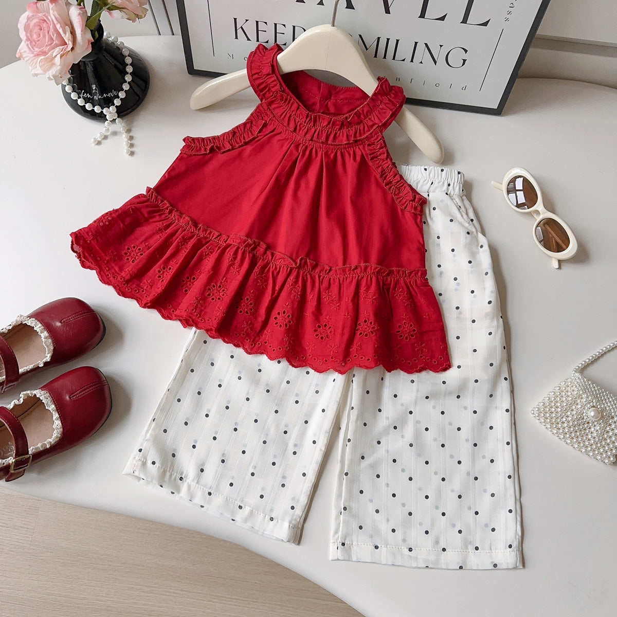 Cream Polka Dot Wide-Leg Pants – TYM-YWL-022