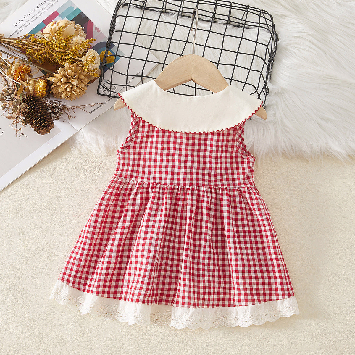 Red Gingham Strawberry Collar Frock – TYM-WZX-026