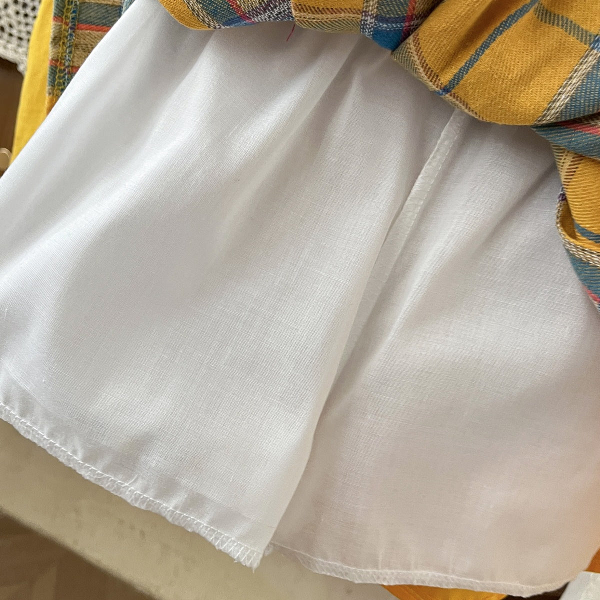 Yellow Daisy Trim Tee and Plaid Pleated Skirt Set – TYM-YWL-052