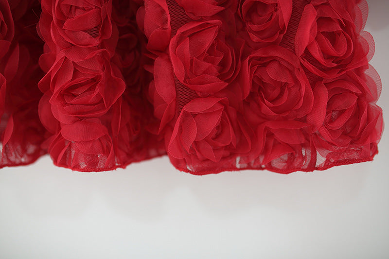 Red Lace Collar Rosette Bow Frock – TYM-WZX-068
