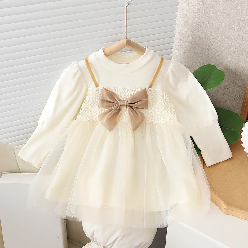Cream Satin Bow Tulle Frock – TYM-CXM-086