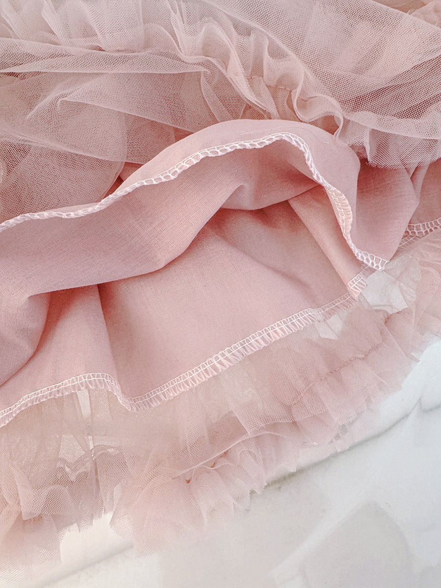 Pink Tulle Long Sleeve Frock – TYM-CXM-031